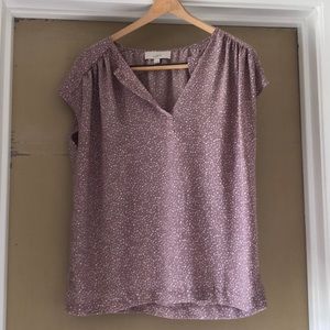 Loft pink shirt with white polka dots